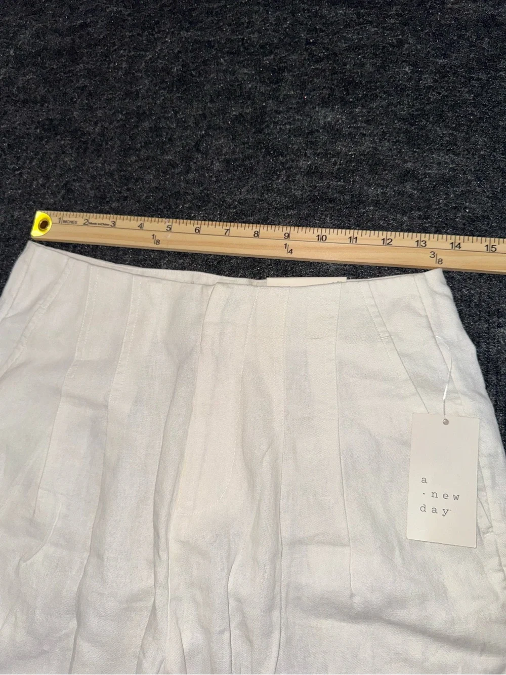 NWT! A New Day Women’s 2R White Linen High Rise Tapered Leg Pants w/ Pockets - Picture 5 of 6